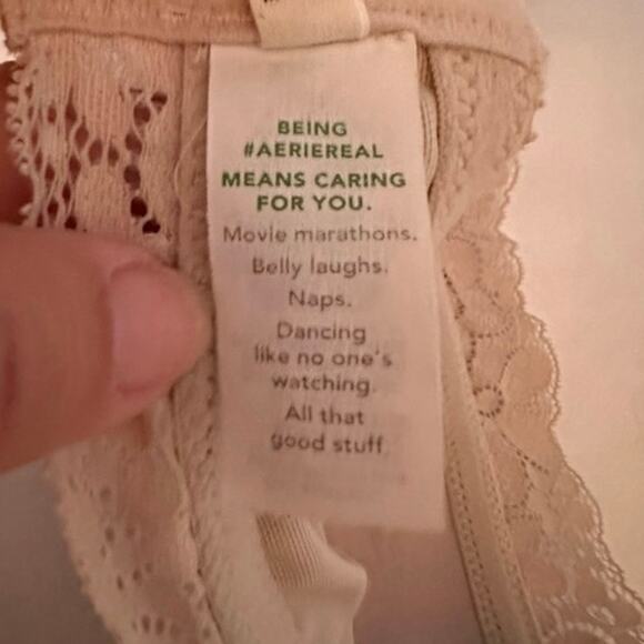 Aerie‎ Floral Lace Demi Bra Cream Adjustable Straps Women's Size 36E/DD - Picture 4 of 5